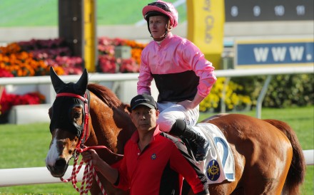 James McDonald aboard Fit For Beauty in the Kwok family colours. Photos: Kenneth Chan