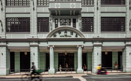 The new Hotel Central’s green facade remains faithful to the original. Photo: Eugene Chan