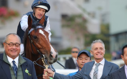 Mark Newnham after Invincible Ibis’ latest win. Photos: Kenneth Chan