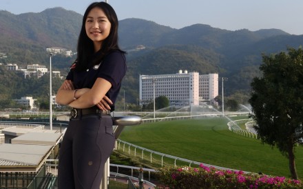 Fu Ka-ching is pictured at the Hong Kong Jockey Club in Sha Tin. The rising Hong Kong equestrian star explains how she balances school and show jumping. Photo: Jonathan Wong