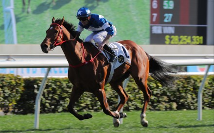 Luke Ferraris boots home Lucky With You in last year’s TVB Cup. Photos: Kenneth Chan