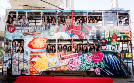 RCHK students collaborate with Tramplus to turn one of Hong Kong’s iconic “ding dings” into a moving artwork. Photo: Handout