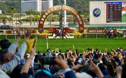 Ka Ying Rising wins the Queen’s Silver Jubilee Cup at Sha Tin. Photo: Sam Tsang
