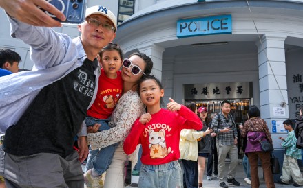 Mainland Chinese tourists visit the former Yau Ma Tei police station. Photo: Sam Tsang