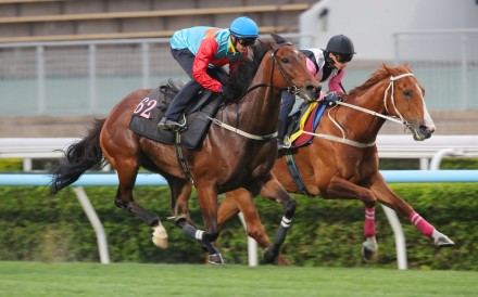 Ka Ying Rising (left) and Zac Purton win their turf trial at Sha Tin. Photos: Kenneth Chan.