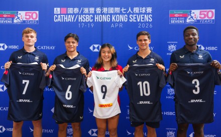 Hong Kong players (from left) Blake Elliot, Matthew Rickard, Hanuka Uematsu, Julien Bourron and Johnny Oyana will represent the city at the sevens for the first time. Photo: Sam Tsang