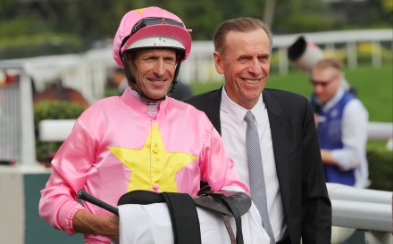 John Size and jockey Hugh Bowman. Photos: Kenneth Chan