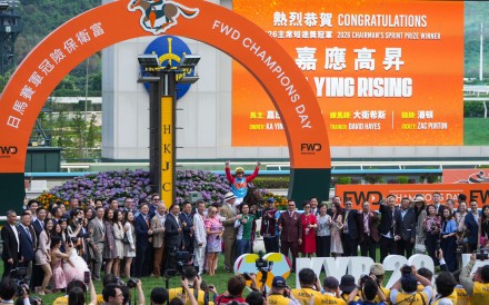 Ka Ying Rising, currently the world’s best horse, won the Chairman’s Sprint Prize at a packed Champions Day. Photo: Sam Tsang