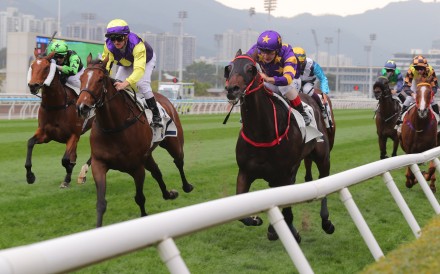 Stellar Express and Andrea Atzeni (right) win at Sha Tin. Photos: Kenneth Chan