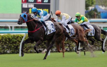 Aurora Patch, ridden by Hugh Bowman, wins at Sha Tin. Photos: Kenneth Chan
