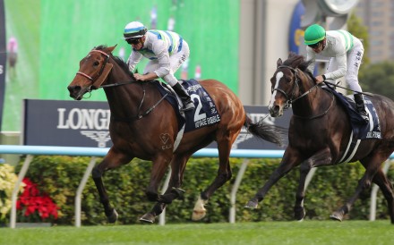 Zac Purton guides Voyage Bubble to victory in December’s Hong Kong Mile. Photos: Kenneth Chan