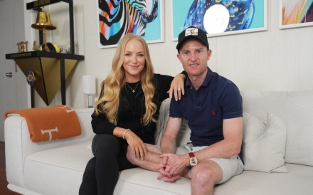 Hong Kong champion jockey Zac Purton and his wife Nicole at their home in Sha Tin. Photo: Sun Yeung