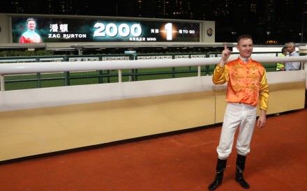 Victory on Armor Golden Eagle at Happy Valley on Wednesday took Zac Purton to within one win of the landmark figure. Photo: Kenneth Chan.