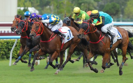 Patch Of Stars (blue cap, white stars) wins at Sha Tin. Photos: Kenneth Chan