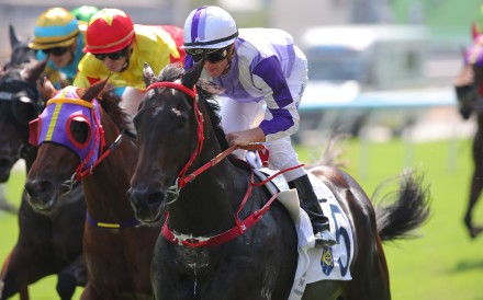 Robot Lucky Star, ridden by Zac Purton, wins at Sha Tin. Photos: Kenneth Chan