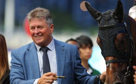Brett Crawford celebrates a win at Happy Valley. Photos: Kenneth Chan