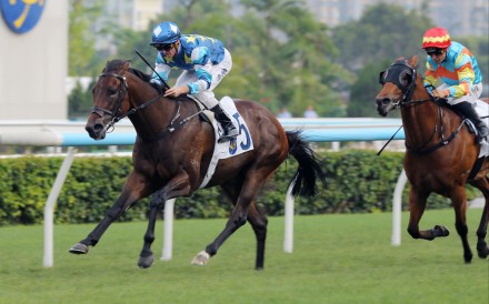 Gold Patch scores under Zac Purton at Sha Tin in April. Photos: Kenneth Chan