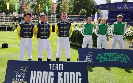 Jerry Chau, Vincent Ho and Luke Ferraris (left to right) pose at Ascot. Photo: Handout