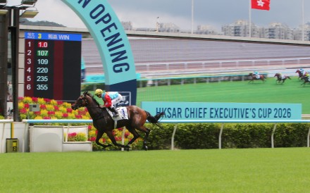 Ka Ying Rising cruised home in The HKSAR Chief Executive’s Cup, winning by more than seven lengths. Photo: Kenneth Chan.