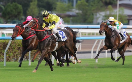 Zac Purton guides Nyx Gluck to victory at Sha Tin on Sunday. Photos: Kenneth Chan