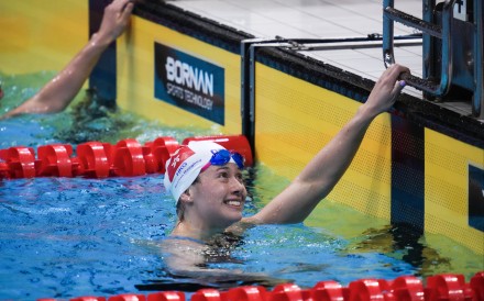 Siobhan Huaghey eased through her women’s 200m freestyle heat at Tokyo Aquatics Centre on Monday. Photo: Robert Ng