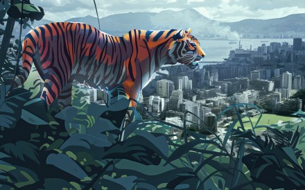 2024Family with Tigers大山3 2024Family with Tigers大山3 Three south China tiger（老虎