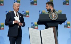 Ukraine’s President Volodymyr Zelensky and US President Joe Biden in Vilnius, Lithuania. Photo: Reuters