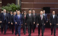 Chinese President Xi Jinping and foreign leaders during the opening ceremony of the second Belt and Road Forum in Beijing. Photo: Xinhua