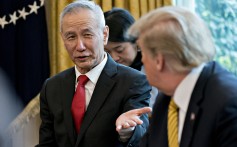 Chinese Vice-Premier Liu He talks to US President Donald Trump on April 4. Photo: Bloomberg