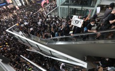 Anti-government protesters filled parts of the airport on Monday. Photo: Felix Wong