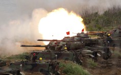 A line of American tanks on the outlying Penghu Islands in Taiwan. Photo: AP