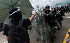 Demonstrators in Yuen Long clash with police during a protest against the Yuen Long attacks. , in Yuen Long.Photo: Reuters