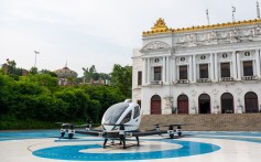 An Ehang flying passenger drone at its test centre in Guangzhou, China, 2019. Photo: SCMP/Chris Chang