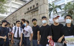 Alumni and students of La Salle College supporting students taking part in a class boycott on Friday. Photo: Dickson Lee