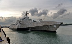 A US Navy ship docks at Changi Naval Base in Singapore. Photo: AFP