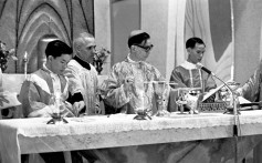 Francis Hsu (second right), Hong Kong’s first Chinese bishop. Photo: SCMP