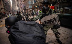 Hong Kong police and protesters clash on October 1. Photo: AFP