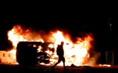 A protest on Monday in Tseung Kwan O in Hong Kong turned fiery. Photo: Reuters