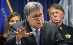 US Attorney General William Barr speaks during a news conference in Memphis, Tennessee, on Wednesday. Photo: Daily Memphian via AP