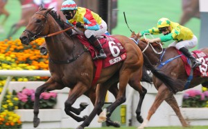 Alexis Badel bolts clear on Wellington to win the Chairman’s Sprint Prize. Photos: Kenneth Chan