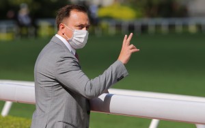 Caspar Fownes celebrates one of his 69 winners this season. Photos: Kenneth Chan