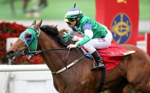 Cheerful Days wins the Chinese New Year Cup at Sha Tin under Alexis Badel. Photo: HKJC