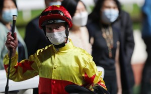 Zac Purton celebrates after California Spangle’s win at Sha Tin in November. Photo: Kenneth Chan.