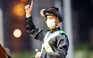 Zac Purton celebrates after steering star sprinter Nervous Witness to victory at Happy Valley on Wednesday. Photo: HKJC