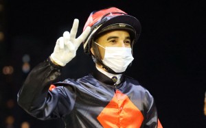 Joao Moreira celebrates his 1,200th winner in Hong Kong. Photo: HKJC
