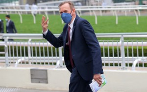John Size celebrates his treble at Sha Tin on Sunday. Photo: Kenneth Chan