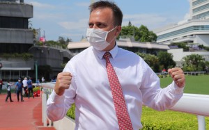 Caspar Fownes celebrates the win of Nunchuks at Sha Tin. Photos: Kenneth Chan