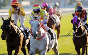 Zac Purton rides Ping Hai Galaxy to win the Class Two Lukfook Jewellery Cup (1,000m) at Sha Tin on Sunday. Photo: Kenneth Chan