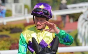 James McDonald enjoys Happy For All’s victory. Photo: Kenneth Chan