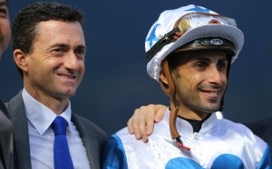 Trainer Douglas Whyte and jockey Alberto Sanna celebrate a win at Sha Tin in October 2019. Photo: Kenneth Chan